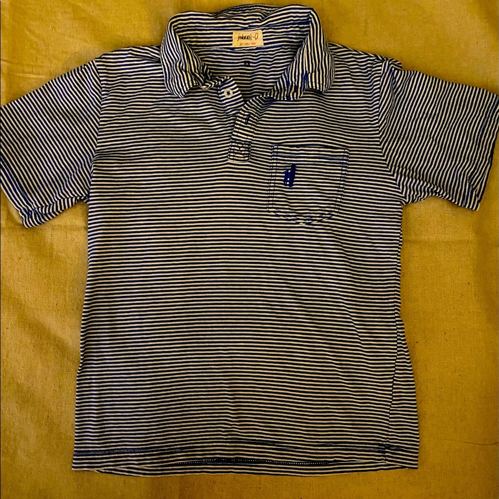Johnnie O navy stripped polo Size 8
